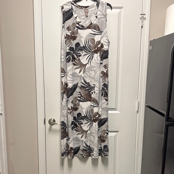 Chico's Floral Maxi Dress - Black, Brown, White - Picture 1 of 5